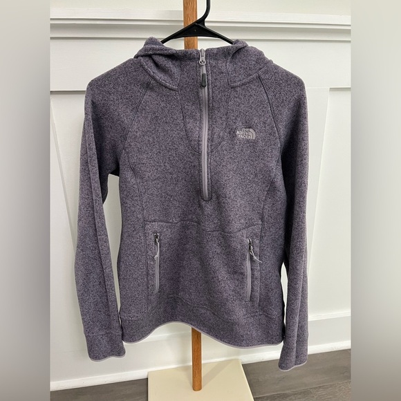 The North Face Heathered Gray/Purple Half-Zip Pullover Hoodie Women’s sz Med - Picture 5 of 7